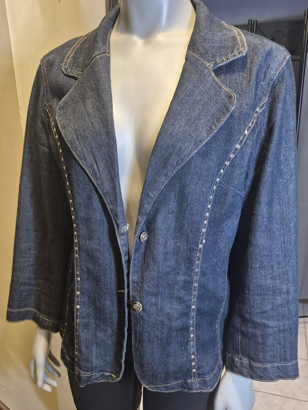 Women's Dark Blue Denim Blazer Jacket